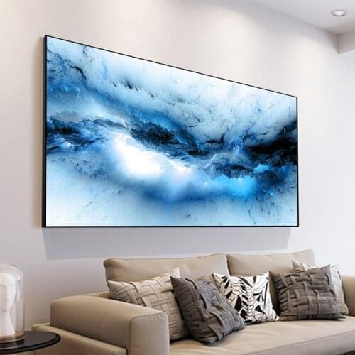 AAHH Blue and White Abstract Bright Canvas Wall Picture Oil Painting for Living Room Canvas Modern Art Poster and Print