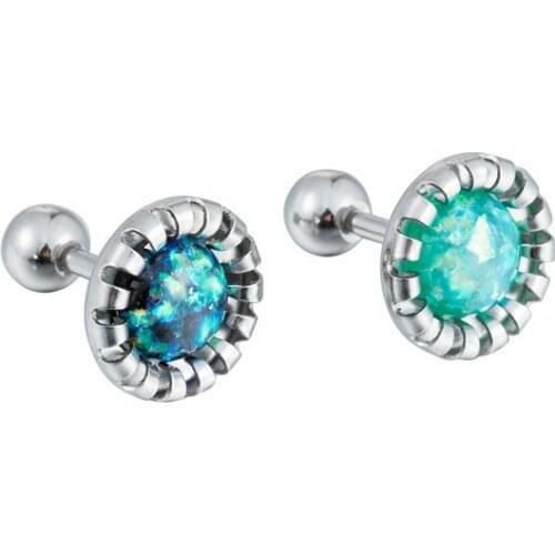 Free Shippment 50PCS Body jewelry-Ear Stud Tragus/Helix Bar/Stud Opal Sparking Gems Stone Earring Prong Bar 16g