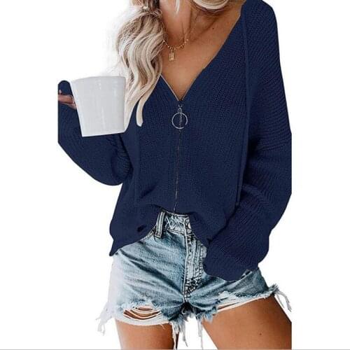 Spring Autumn Hooded Cardigan Women Sweater Solid Ladies Knitted Outwear Female Sweaters With Zipper Irregular Loose Sweater