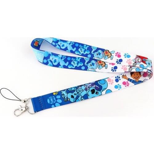 J2784 Cartoon Blue Dog Pattern Kids Lanyard Keychains Accessory For Mobile Phone USB ID Badge Holder Key Straps Tags Neck Rope
