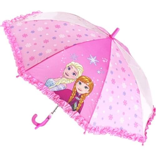 Disney Frozen2 Childrens Umbrella Semi-automatic Long Handle Minnie Princess Girl Sunny Umbrella Toddler Umbrella Child Gift