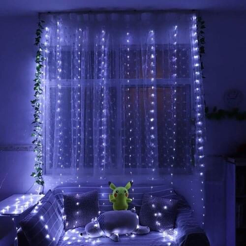 Window Curtain String Light 300 LED 8 Lighting Modes Fairy Lights USB Powered Lights for Christmas Bedroom Wedding Decorations