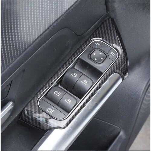 Car Window Glass Lifting Buttons Frame Decoration Cover Trim 4Pcs For Mercedes Benz B Class GLB W247 2020 LHD Carbon Fiber Color