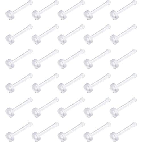 Clear Nose Rings-30pcs 18G 20G Clear Acrylic Nose Rings Bioflex Studs Screw Retainer Body Piercing Jewelry for Men Women