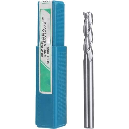 1pc 3 Flutes HSS End Mill 6mm Lengthen Shank Milling Cutter CNC Drill Bit for Woodworking Engraving
