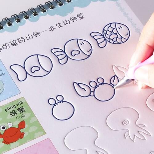 Drawing Reusable Basic Painting Copybook Hand Writing Groove Training Notebook Auto Fades Educational Toys For Children Games