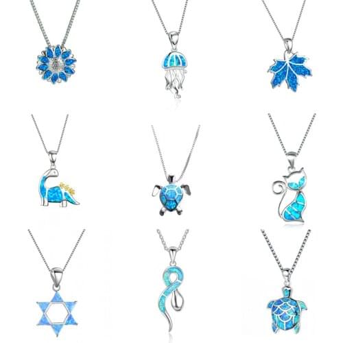 Fashion Women Necklace 2021 Party Wedding Jewelry Accessories Girl Gift Cute Imitation Opal Pendant Necklace