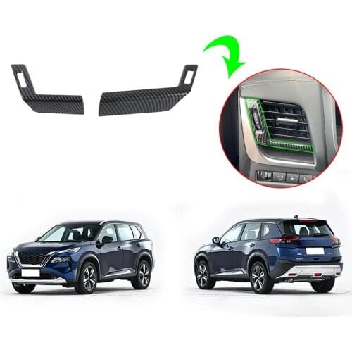 Compatible with Carbon Fiber Car Front Side Air Outlet Vent Frame Trim Sticker For Nissan X-Trail/Rogue 2014 2016 2018 2022