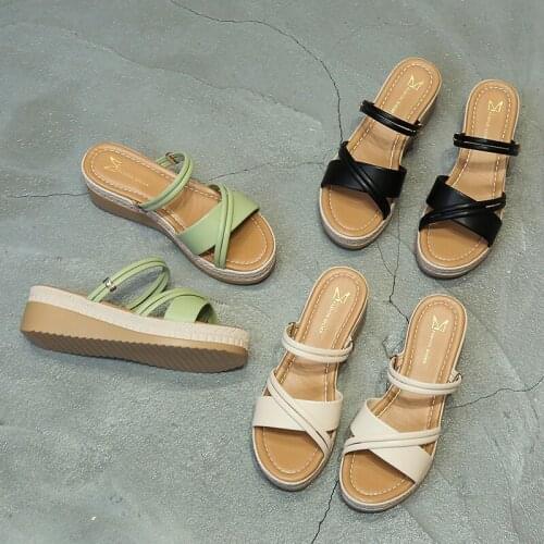 2020 new female belt single shoe buckle Thick bottom increased Comfortable heel Fashionable Non-slip sole shoes women U23-10