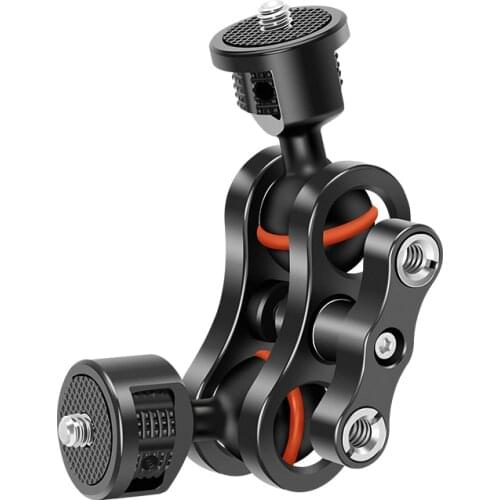 New SLR Camera Magic Arm Dual 1/4" Ball Head Mount Universal Monitor Bracket 360 Degree Ball Head Stabilizer