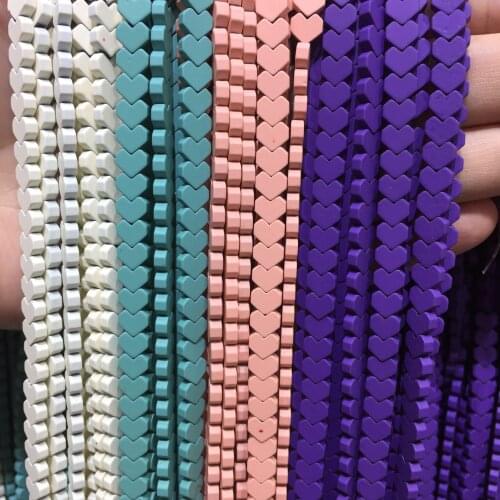 6MM Wholesale matte heart Multicolor Hematite Loose Beads for Jewelry Making Natural Stone Bead Diy Necklace Bracelet Jewellery