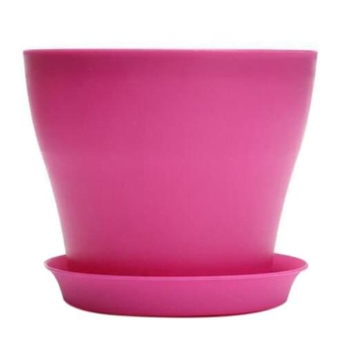 Plastic Plant Flower Pot Planter With Saucer Tray Round Gloss Home Garden Decor, Purple Upper Caliber -, 14cm / 5.51" CNIM Hot