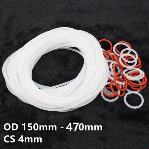 Custom CS 4mm 12x VMQ O Ring Washers Silicone Sealing Gaskets Spacer OD 150 - 320MM