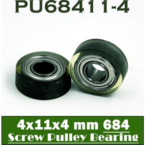 PU 684 Polyurethane Covered Bearing 4*11*4 mm ( 2 Pcs ) Shaft 4mm PU68411-4 Urethane Cover PU684 Bearings