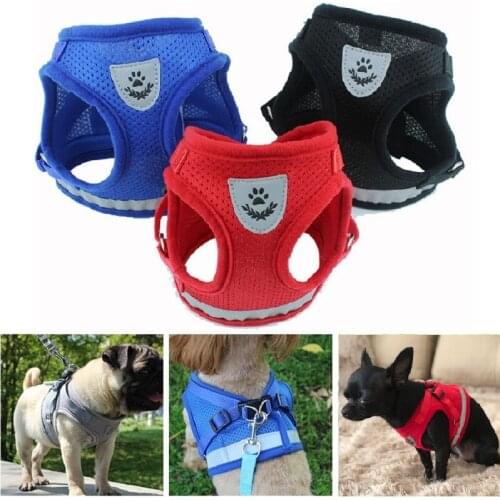 Adjustable Pet Puppy Reflective Dog Harness Leash Set For Small Medium Cat Dogs Animals Pet Walking Hand Strap Dog Supplies