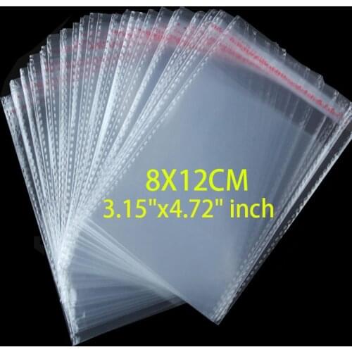 100 Pcs/Lot Self Adhesive Plastic Bag Self Adhesive Seal Bag Clear Resealable Cellophane/Poly Bags 8x12 Transparent OPP Bag