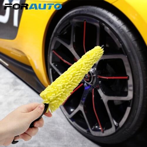 FORAUTO Car Wheel Rims Tire Washing Brush Car Wash Sponges Auto Scrub Brush Vehicle Cleaning Brush Plastic Handle Wheel Brush