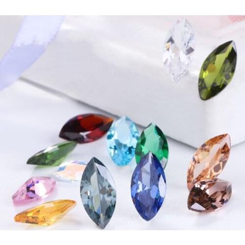 5x10mm Zirconia Crystal Rhinestones Pointback Accessories For Jewelry Making DIY Sewing Stones Navette Shape Zircon Strass