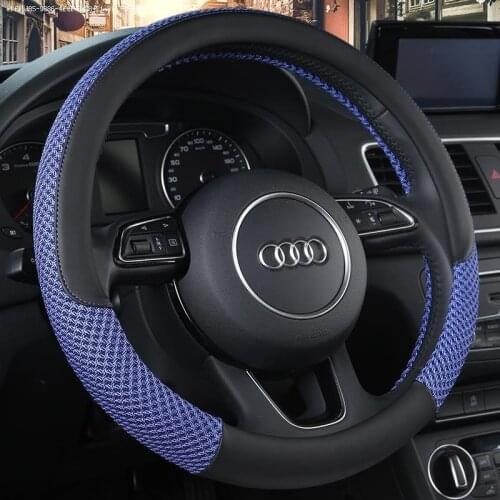 Universal for Audi All Series Leather Car Steering Wheel Cover Set 38cm/15 Inch Car Accessories