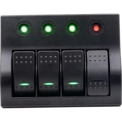 12V-24V Universally Waterproof 4-Gang Pre Wired Toggle Switch Panel LED Indicators DIY Switch for Car Boat Marine