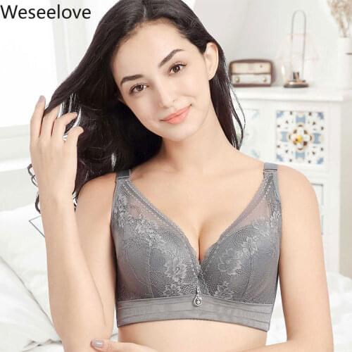 Weseelove New Plus Size Bra Soutien Gorge Femme Push Up Full Cup Thin Soft Steel Popped Adjustable Gather Bra Sexy Underwear X30