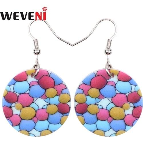WEVENI Bohemian Drop Dangle Novelty Fashion Round Earrings For Women 2017 2018 Trendy Acrylic Jewelry Girl Wholesale