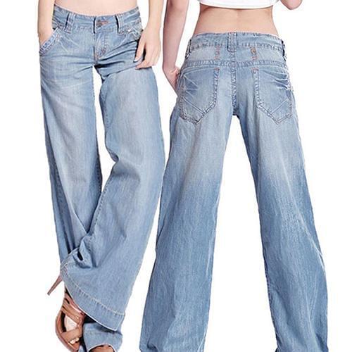 Womens Fashion Slim Long Section Casual Pants Temperament Casual Comfortable Trousers Vintage Wide-legged perfect Loose Jeans