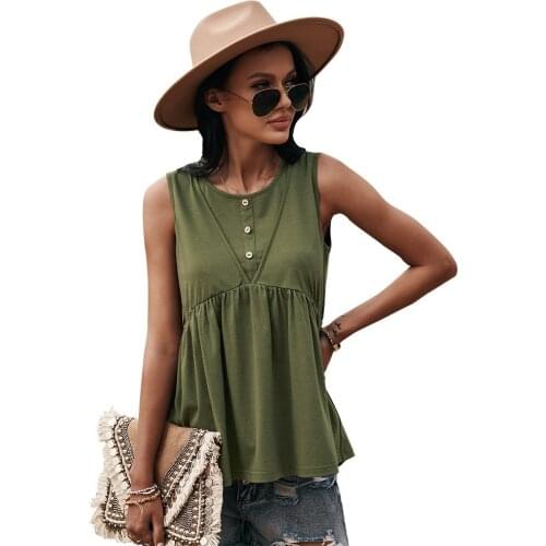 Sleeveless Womens Loose Edition Spring/Summer 2021 Pure Color Knitted Top Woman Tshirts
