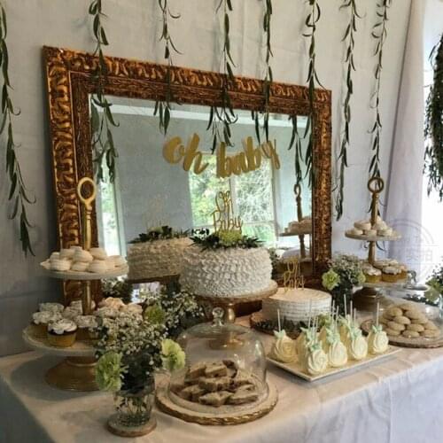 Gold Glittery Letters OH BABY With Heart Banner for Baby Shower Birthday Party 11*15cm Boy Girl Gender Reveal Party Decorations