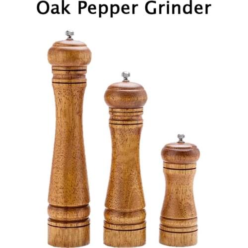 1Pc Wooden Manual Pepper Grinder Oak Pepper Mill Multi-purpose Cruet Durable Kitchen Tools 5/8/10 Inch