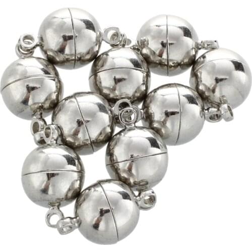 10pcs Magnetic Alloy Round Ball Magnet Clasp 10mm DIY Necklace Bracelet