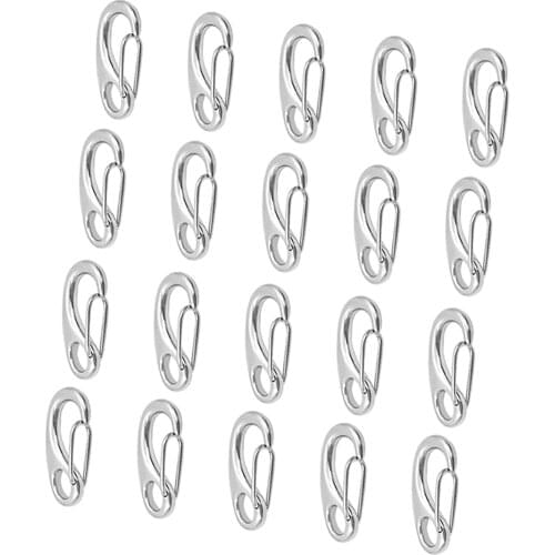 20/30Pcs Stainless Steel Spring Snap Hook Clips Heavy Duty with Eye 50mm