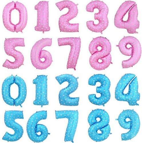 32 inch Pink Blue Number Foil Balloons Digit Air Ballons Happy Birthday Wedding Decoration Balloon Event Party Supplies