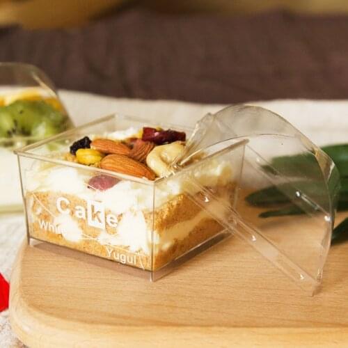 50pcs Birthday party favors ousse cup creative disposable plastic mango dessert ice cream transparent square pastry pudding cup