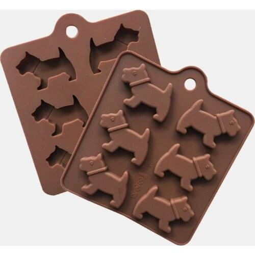 6 Cavity Puppy Mold Silicone Baking Accessories 3D DIY Chocolate Fondant Cake Decorating Tool Temperature Resistance Random Colo