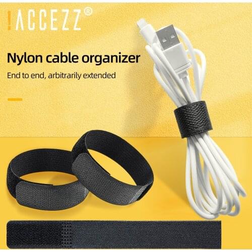 !ACCEZZ 18cm Reusable Nylon Cable Ties Organizer Mouse Cord Protector Wire Winder Management For Earphone PC USB Cables Holder