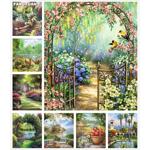Diamond Embroidery Garden Scenery 5D Diy Diamond Painting Full Drill Cross Stitch Kits Mosaic Art Picture Home Decoration Gift