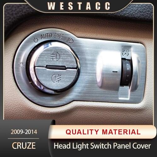 Alumnium Car Head Light Switch Button Panel Cover Decoration Sticker Trim for Chevrolet Cruze 2009 - 2014 Interior Accessories