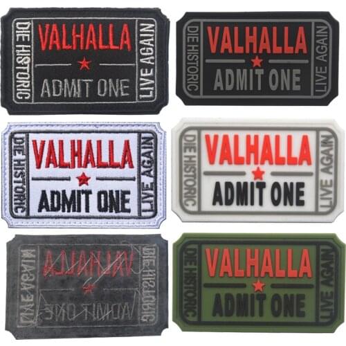 Ticket to Valhalla Military Tactical Vikings Mad Max Patches HOOK&LOOP Army Embroidered PVC Badges Fabric Armband Stickers