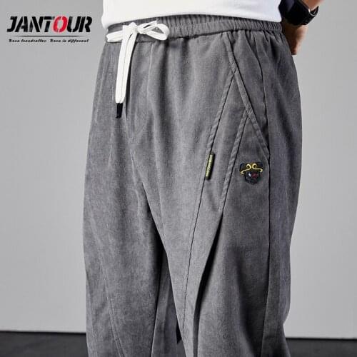 2021 Spring New Casual Men Harem Pants Elastic Waist Trousers Fashion Patchwork Comfort Harajuku Pants Male Long Sweatpants