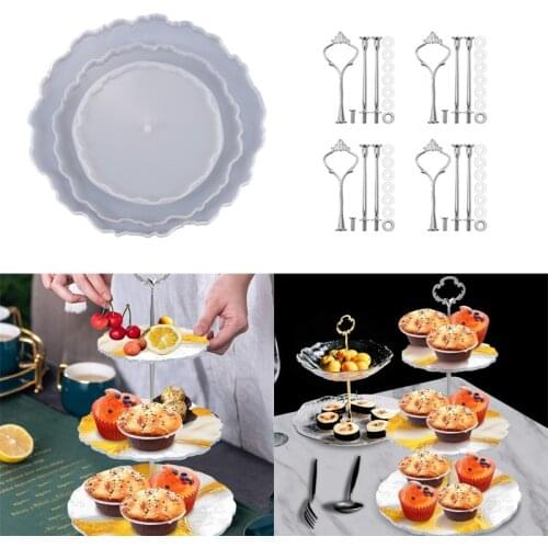 DIY Crystal Drop Plastic Mold Three Layers Round Tray Mold Display Rack Coasters Snacks Cake Cutlery Home Decoration Handcrafts