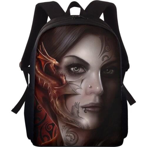 ELVISWORDS Women Men Personality Backpack Gothic Dark art Print Knapsack School Bags For Boys Girls Bookbag Customize Rucksack