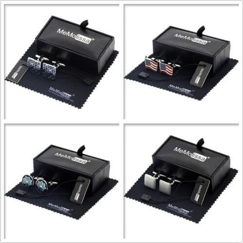 Flag Jewelry Shirt Cufflink for Mens Brand Blue Cuff link Wholesale Button High Quality Round Luxury Wedding Cufflinks With Box