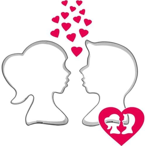 2pcs Boy+Girl 3D Lovers Shape Cookie Cutter Cake Decorating Tools Baking Molds Wedding Cake Decor Pastry Fondant Biscuit Mould