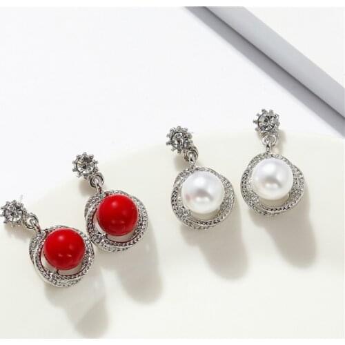 Geometric Bead Earring Elegant Round Imitation Pearl Earrings For Women Wedding Earrings Jewelry Gifts