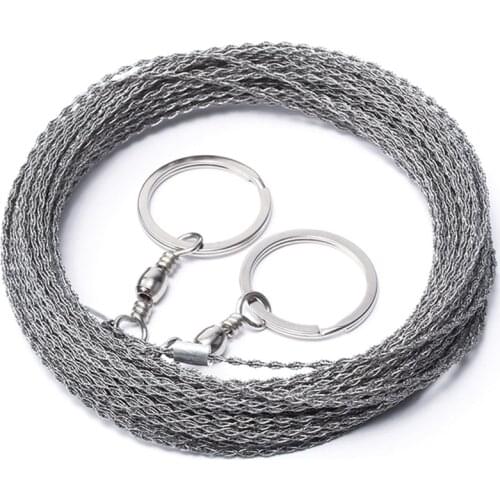 Hot Outdoor Hand-Drawn Rope Saw 304 Stainless Steel Wire Saw Camping Life-Saving Woodworking Super Fine Hand Saw Wire 5M
