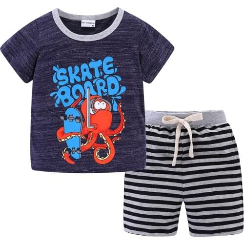 Mudkingdom Summer Boys Clothes Set Cartoon Dinosaur Children Cotton T-Shirt and Short Set Boys Animal Outfits Cute Clothing