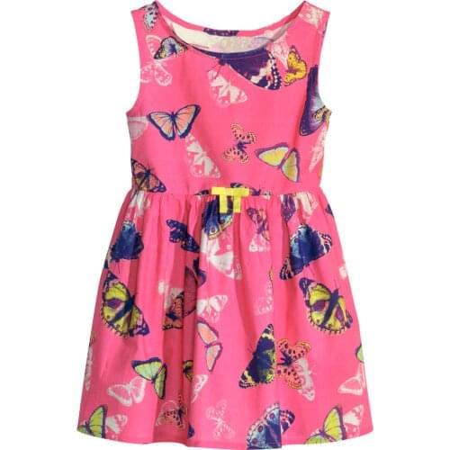 Little Maven Brand New Girls Summer Sleeveless O-neck Butterfly Printed Quality Cotton Casual Knitted Vest Dresses