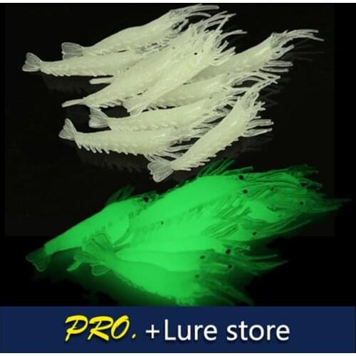 Free shipping 20pcs soft fishing lure shrimp bait fishing lure soft shrimp bait luminous glow prawn lure