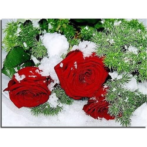 3D Snow White Rose 35x45cm Rhinestones Cross Stitch New 3d Full Diy Diamond Painting Mosaic Embroidery Household Decoration